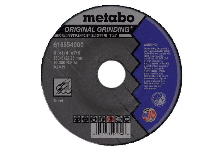 GRINDING WHEEL, 6" X .1/4" x 7/8" ARBOR,  A24N, METAL & STAINLESS, SAIT