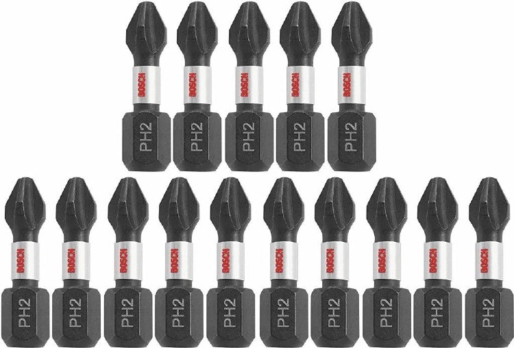 INSERT BIT, IMPACT TOUGH PH2, PHILLIPS #2, 1" LONG, 10PK