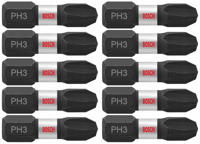 INSERT BIT, IMPACT TOUGH PH3, PHILLIPS #3, 1" LONG, 10PK