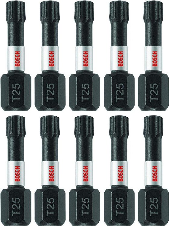 INSERT BIT, IMPACT TOUGH T25, TORX T25, 1" LONG, 10PK