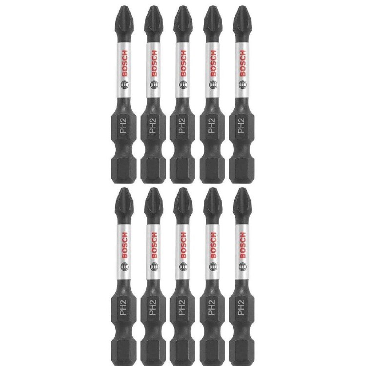 INSERT BIT, IMPACT TOUGH PH2, PHILLIPS #2, 2" LONG, 10PK