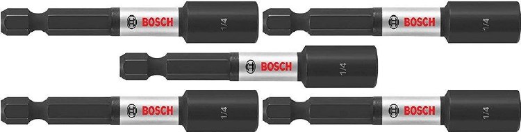 INSERT BIT, IMPACT TOUGH, 1/4" x 2-9/16", MAG NUTSETTER, 5PK