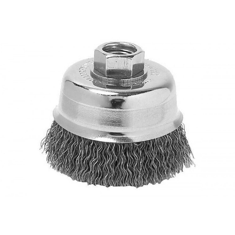 WIRE BRUSH, .014 CARBON KNOT CUP BRUSH, 3-1/2" O.D., 5/8-11