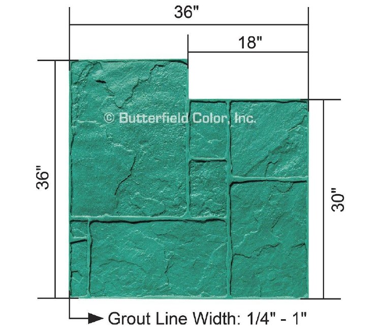 STAMP, 36" x 36" ENGLISH RIVENSTONE, GREEN RIDGID