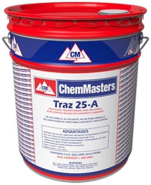 SEALER, TRAZ 25A,1 GALLON HIGH GLOSS, HIGH SOLID, SOLVENT, CHEMMASTER , USE ON PREVIOUSLY POURED OR SEALED CONCRETE- DOES NOT CONTAIN A CURING AGENT