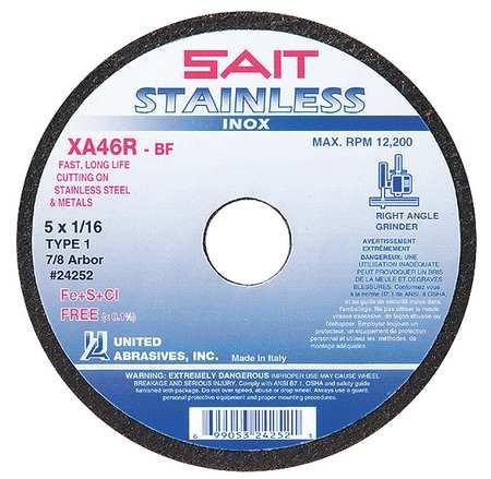 CUTOFF WHEEL, SAIT XA46R, 7" X 1/16" X 7/8", FOR METAL, STAINLESS- CONTAMINANT FREE