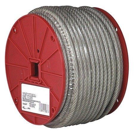 WIRE ROPE , 1/4" - 7x19 , PLASTIC COATED, 1400# LOAD LIMIT (ROLL IS 200')