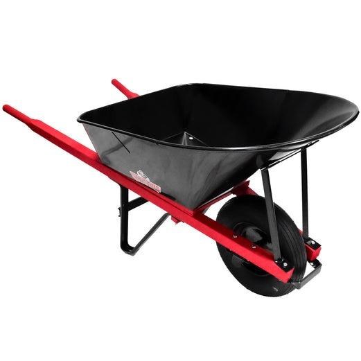 WHEELBARROW,6 CU.FT, STEEL TRAY, 4PLY PNEUMATIC TIRES, WOOD  HANDLES
