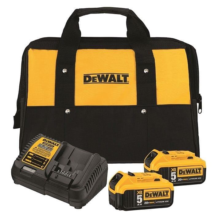 STARTER PACK, 20 VOLT, XR5 LITHIUM MAX, ( 2 ) 5AH BATTERIES, (1) CHARGER, ( 1) DEWALT CARRY BAG