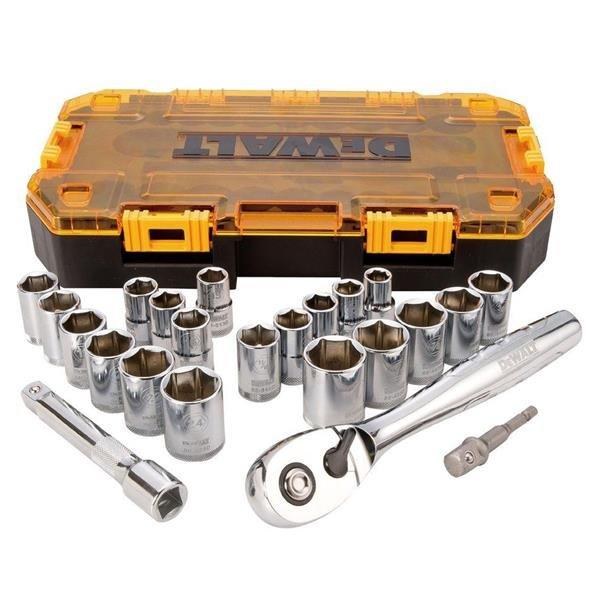 SOCKET SET, 23 PC, 1/2"  TOOL, DEWALT