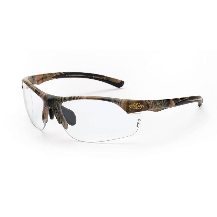 SAFETY GLASSES, WOODLAND CAMO FRAME- CLEAR LENS