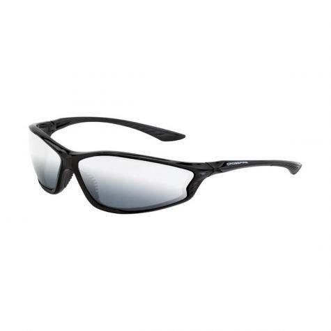 GLASSES, SAFETY, KP6 , BLACK FRAME, SILVER MIRROR LENS