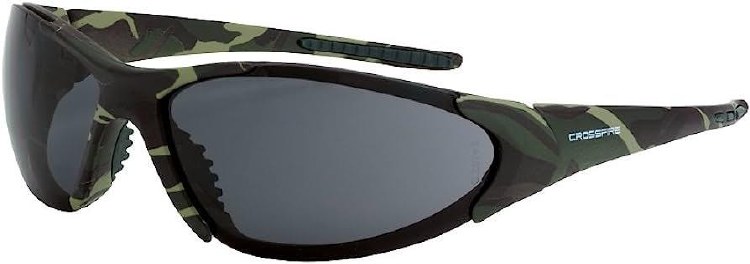 GLASSES, SAFETY, BLITZ MILITARY GREEN CAMO FRAME, SMOKE LENS