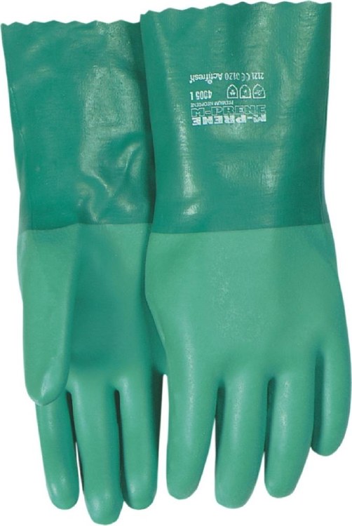 GLOVES, VINYL COATED, 14" GAUNTLET, GREEN, LARGE