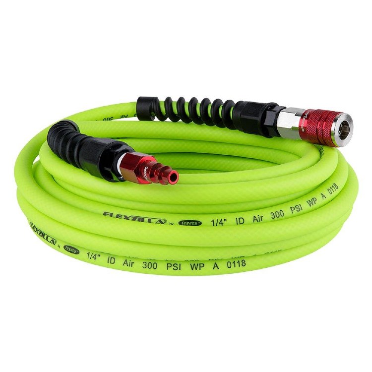 HOSE, AIR, 3/8" x 50', FLEXZILLA, PREMIUM FIELD REPAIRABLE 1/4" COUPLER, PLUG TYPE D- RED