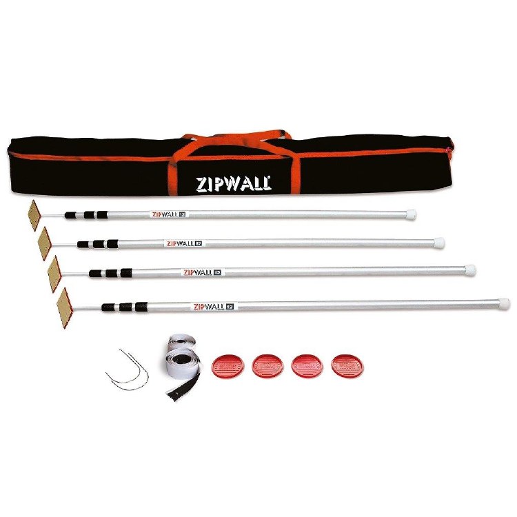 POLES, SPRING LOADED 12'- SET OF 4 , CARRY BAG- ZIPWALL