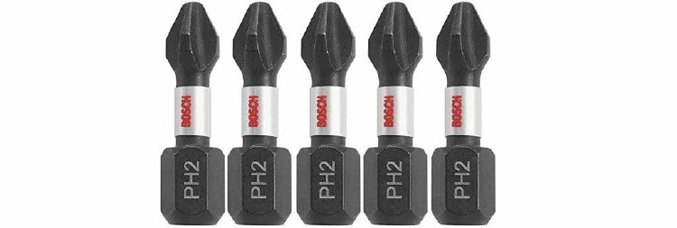INSERT BIT, IMPACT TOUGH PH2, PHILLIPS #2, 1" LONG, 5 PACK CARD