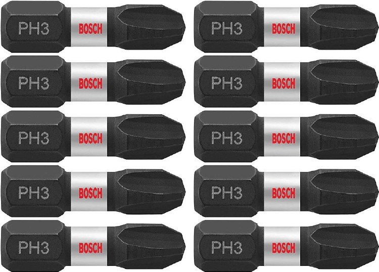 INSERT BIT, IMPACT TOUGH PH3, PHILLIPS #3, 1" LONG, 2 PACK CARD