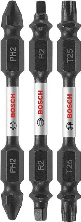 INSERT BIT, IMPACT TOUGH DOUBLE ENDED BIT SET, P2, R2, T25, 2.5" LONG, CARD