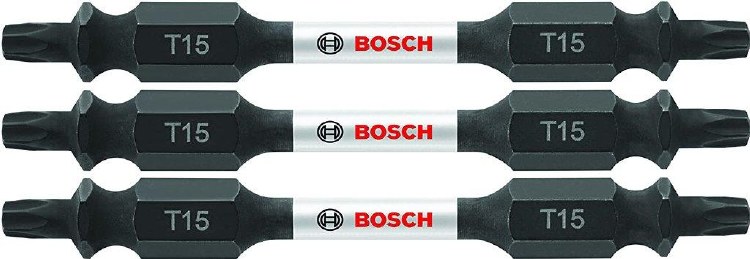 INSERT BIT, IMPACT TOUGH DOUBLE ENDED T15, 2.5" LONG, 3 PACK