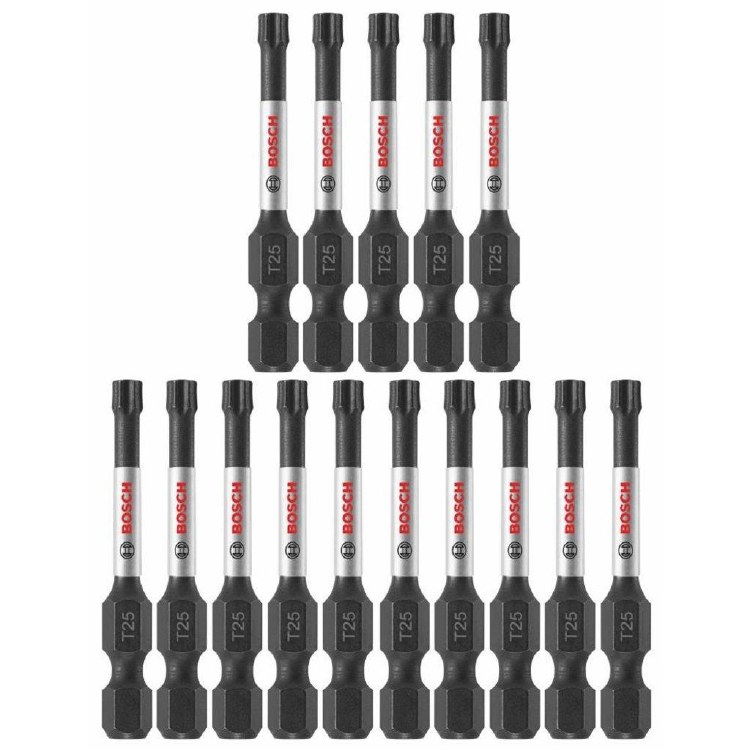 INSERT BIT, IMPACT TOUGH T25, TORX T25, 2" LONG, 15 CARD