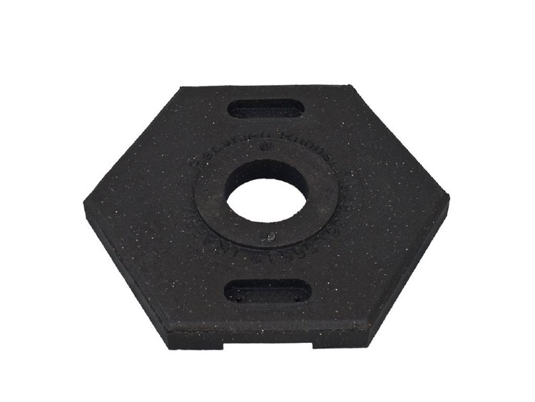 BASE, TUBE DELINEATOR, HEXAGONAL, 18LBS, RECYCLED RUBBER