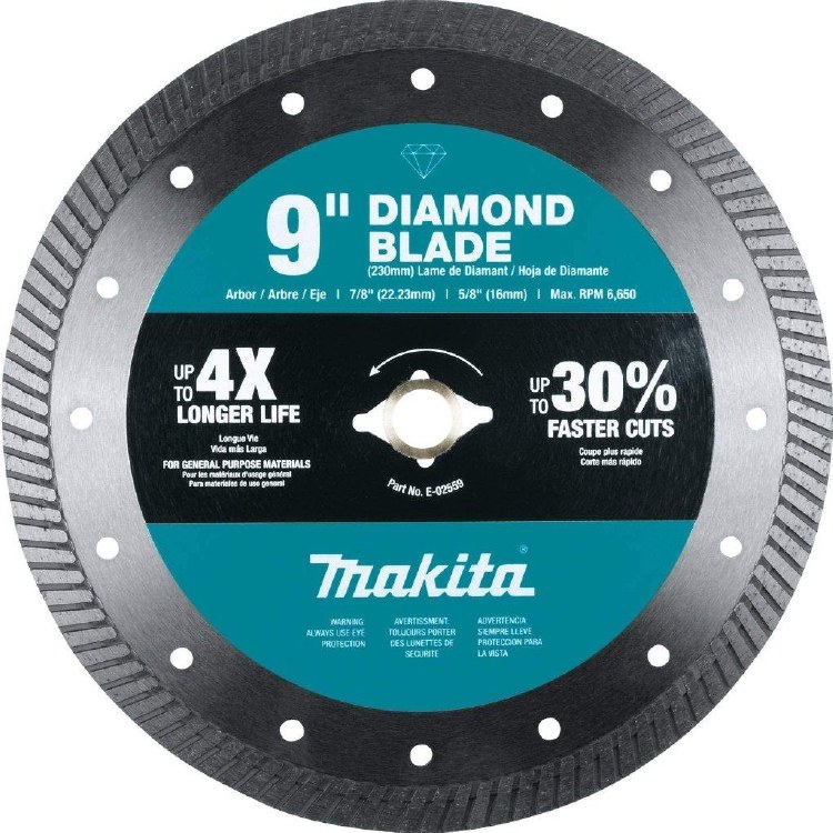 BLADE, DIAMOND, 9" X .100 X 7/8", CONCRETE & MASONRY, FOR ELECTRIC & BATTERY SAWS (TURBO)