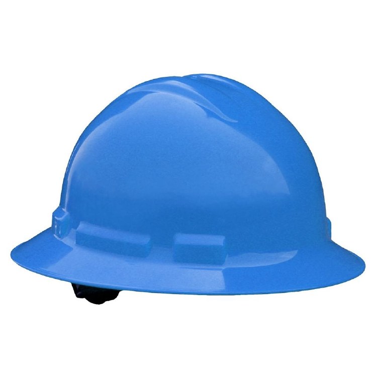 HARD HAT, BLUE, RATCHET BACK, 6 PT, FULL BRIM STYLE