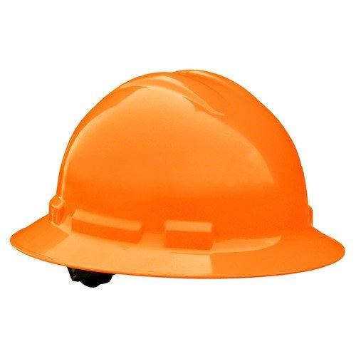 HARD HAT, ORANGE HI-VIZ, RATCHET BACK, 6 PT, FULL BRIM STYLE