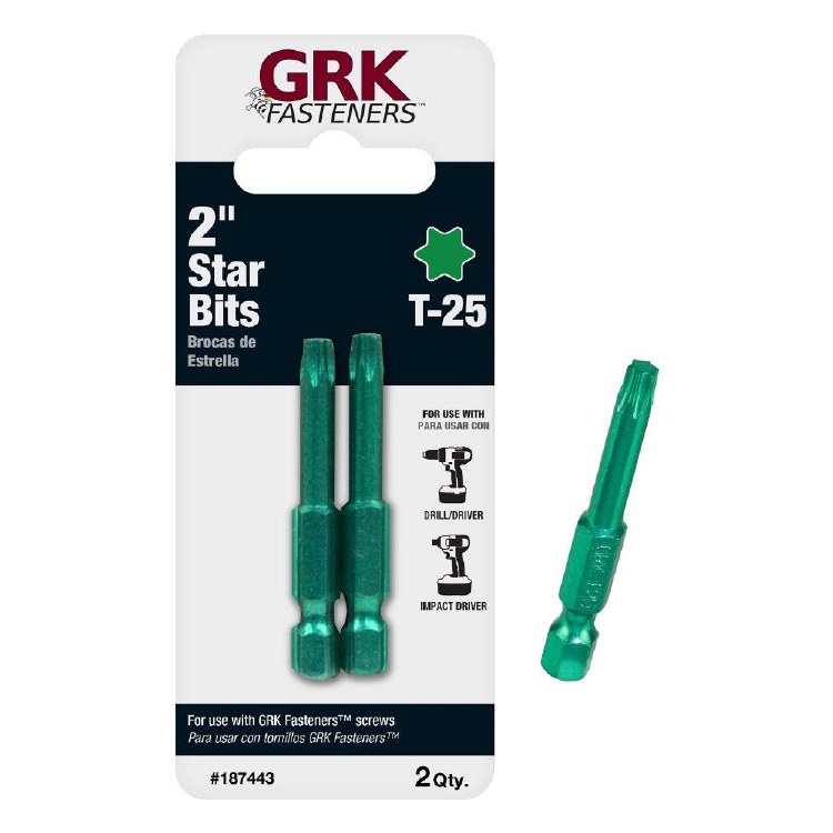 BIT, CARDED T-25 2" GREEN