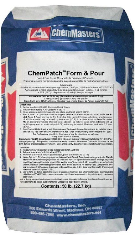 PATCH, FORM & POUR, POLYMER MODIFIED, HORIZONTAL, VERTICAL, OVERHEAD
