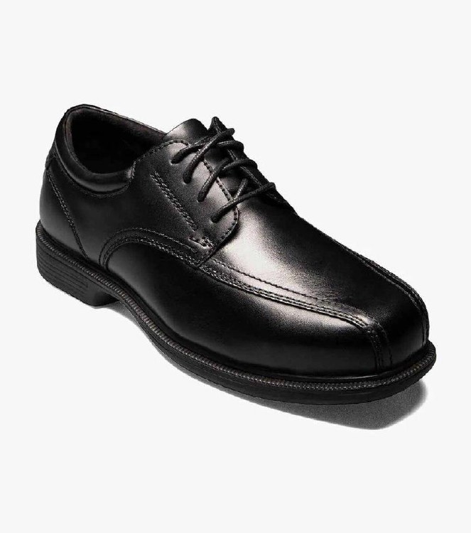 SHOE, BLACK POLISHABLE LACE UP STEEL TOE, CORONIS BY FLORSHEIM