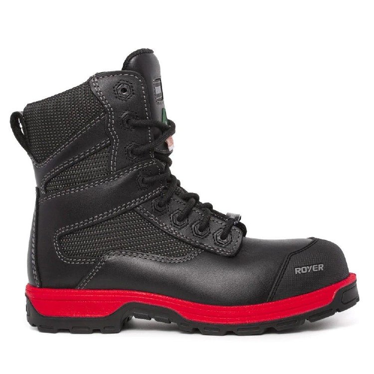 BOOT, 8" AGILITY RED SOLE, BLACK, COMP TOE, WATERPROOF ROYER