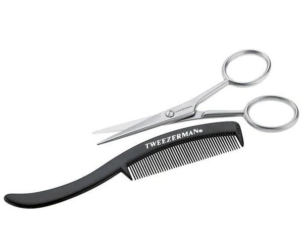 MOUSTACHE SCISSORS & COMB, TWEEZERMAN