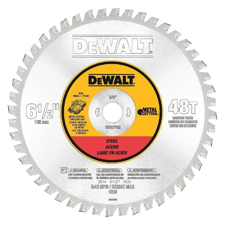 BLADE, CIRCULAR, 6-1/2"x 5/8" X 48T , FERROUS METAL CUTTING DEWALT