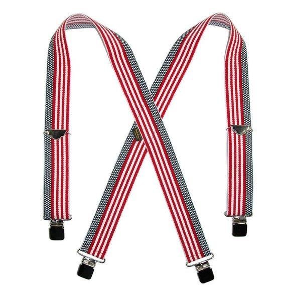 SUSPENDER, 2" X-BACK CASUAL CLIP-ON US FLAG STRIPED WEBBING, WELCH WORKWEAR