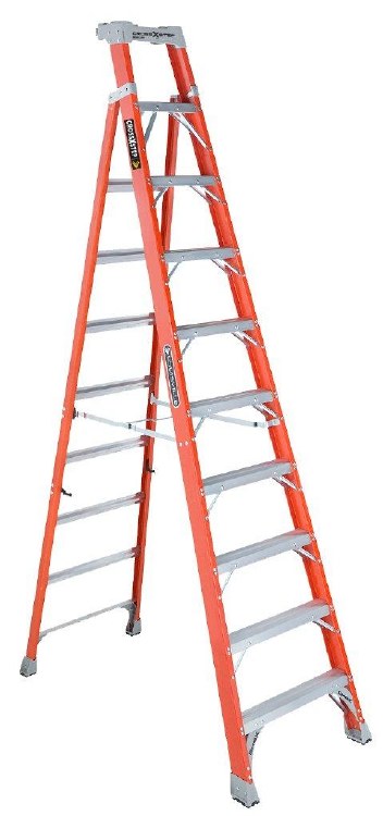 LADDER, CROSS STEP, 10 FT, FIBERGLASS, TYPE 1A, 300# WGT.