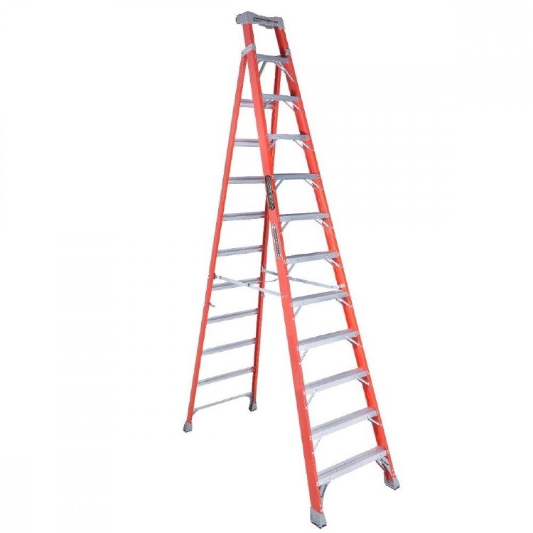 LADDER, CROSS STEP, 12 FT, FIBERGLASS, TYPE 1A, 300# WGT.