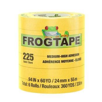 TAPE, 6 PACK, FROG, CONTRACTOR -PAINTERS TAPE, 24MM X 55M-YELLOW