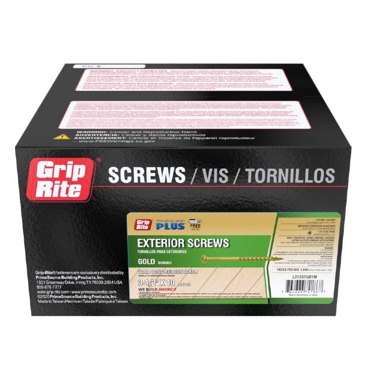 SCREW, EXTERIOR, 3-1/2", #10, T25, SERRATED, TAN, 5LB