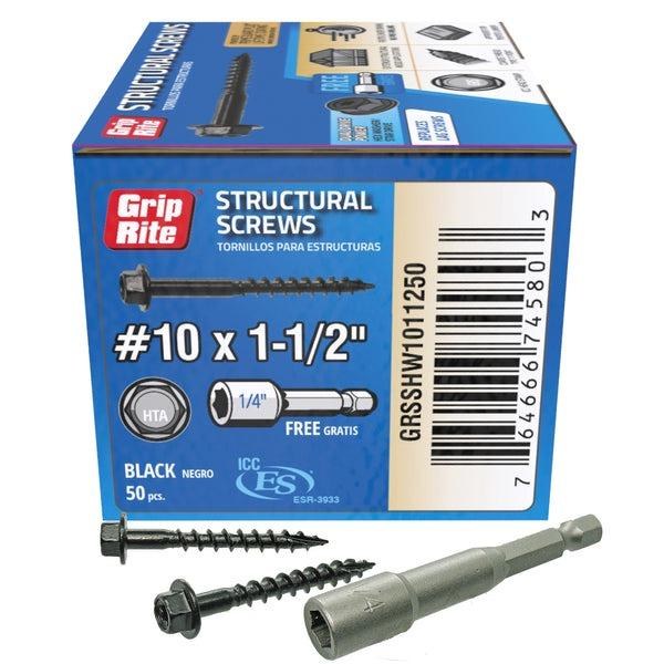 SCREW, 1-1/2", #10, STRUCTURAL, 50 PCS
