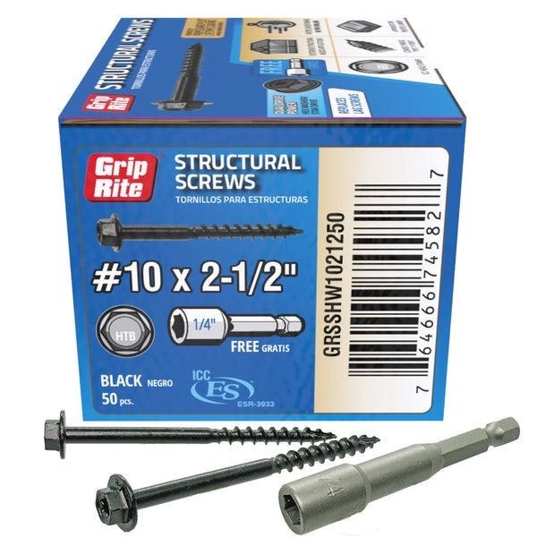 SCREW, 2-1/2", #10, STRUCTURAL, 50 PCS
