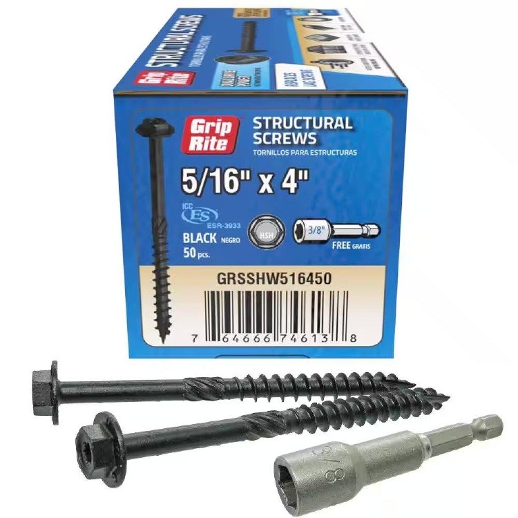 SCREW, 5/16 X 4", STRUCTURAL, 50 PCS
