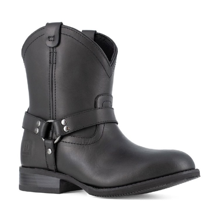 BOOT, 6" WOMENS BLACK HARNESS PULL-ON STEEL TOE, FRYE