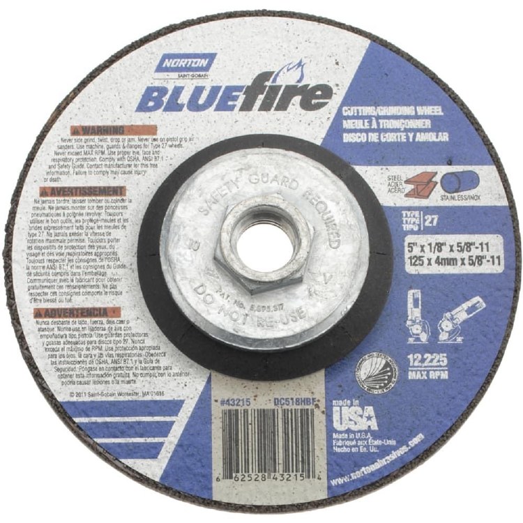 GRINDING WHEEL, 7" X 1/8" X 7/8", NORTON NORZON PLUS, REINFORCED, TYPE 27