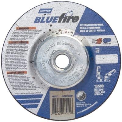 CUTOFF WHEEL, 4-1/2" x 1/8" x 5/8"-11 ARBOR, PREMIUM BLUEFIRE, METAL & STAINLESS