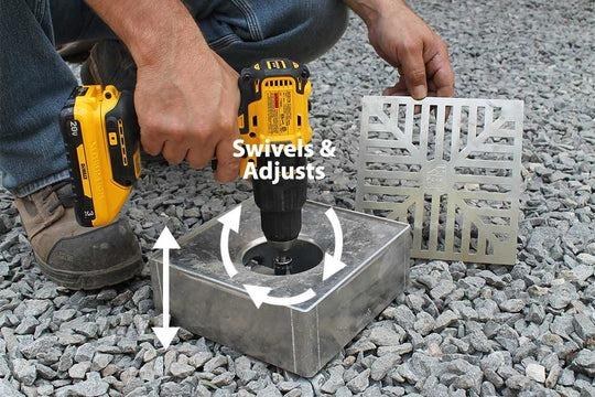 Drain, Quick-E-Adjustable Patio Drain - Stainless- 4" Pipe