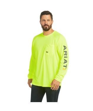TSHIRT, REBAR HEAT FIGHTER LONG SLEEVE NEON LIME, ARIAT