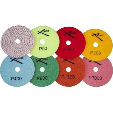 PAD, WET RESIN 50 GRIT POLISHING   , VELCRO FOR 4" POLISHING CONCRETE-EDGING FLOURESCCENT GREEN