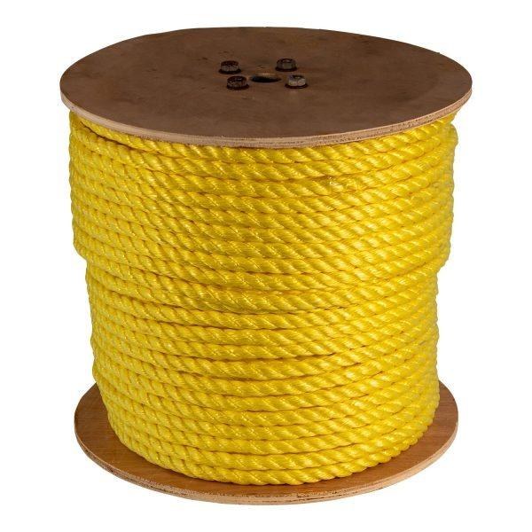 ROPE, 3 STRAND YELLOW FILM POLY POLY SAFETY, 1/2" X 600'
